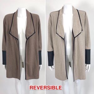 Belford Reversible Sweater Jacket with Faux Leather Trim size Medium